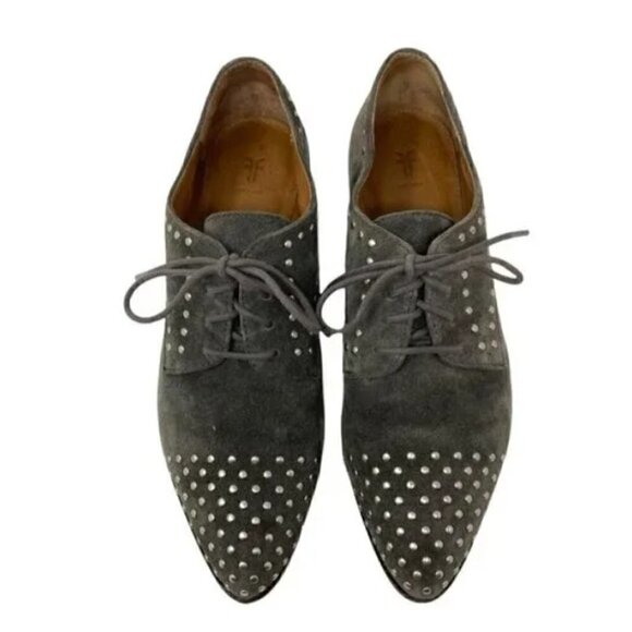 Frye Erica Suede Studded Pointed Toe Oxford Shoes - Size 7 - Picture 4 of 9